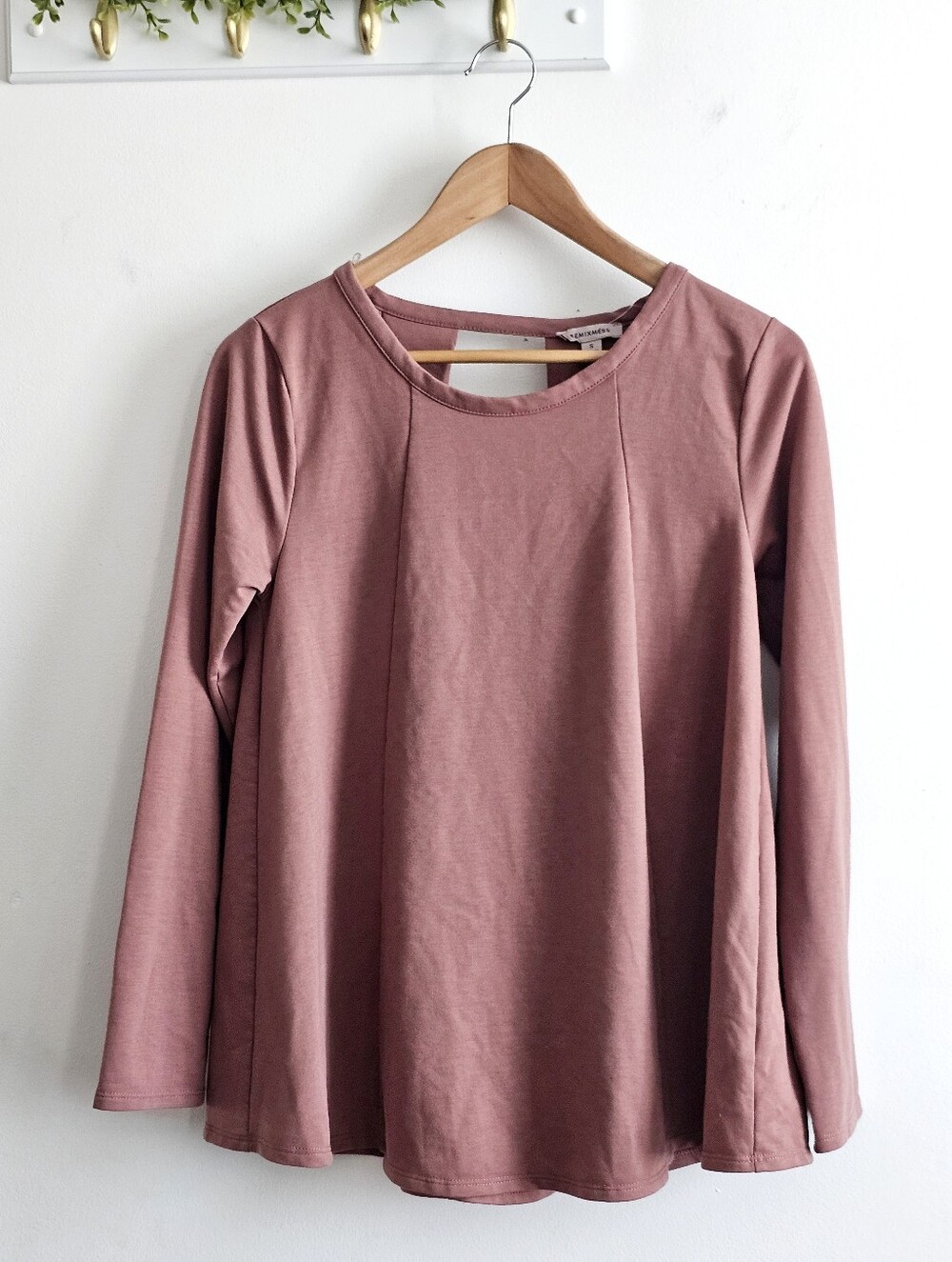 REMIXMESS Brick Mauve Open Back Long Sleeve Top Size Small